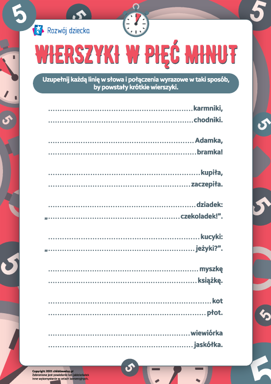 Wierszyki w pięć minut: uczymy się rymowania Wierszyki w pięć minut: uczymy się rymowania