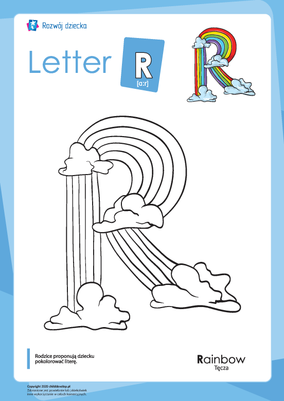Kolorowanka „Alfabet angielski”: litera „R” Kolorowanka „Alfabet angielski”: litera „R”