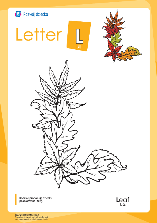 Kolorowanka „Alfabet angielski”: litera „L” Kolorowanka „Alfabet angielski”: litera „L”