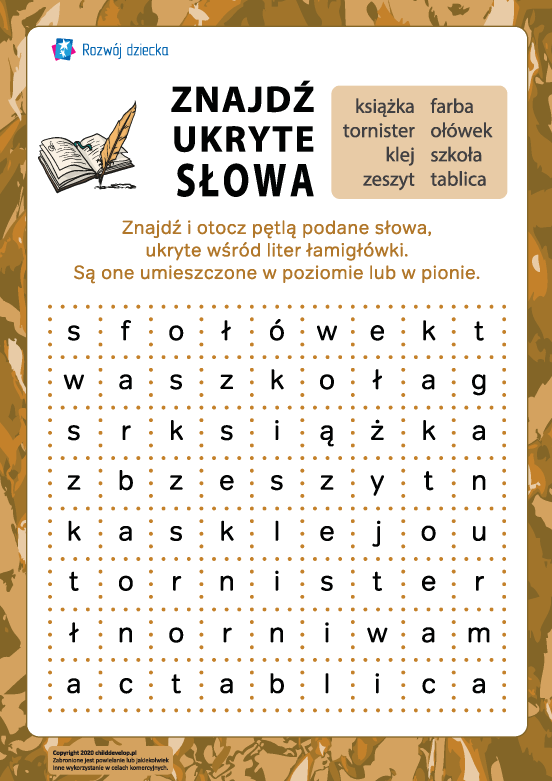 Odszukaj ukryte słowa: nauka Odszukaj ukryte słowa: nauka