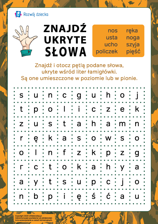 Odszukaj ukryte słowa: ciało człowieka Odszukaj ukryte słowa: ciało człowieka