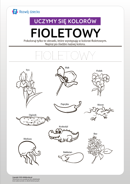 Uczymy się kolorów: fioletowy Uczymy się kolorów: fioletowy