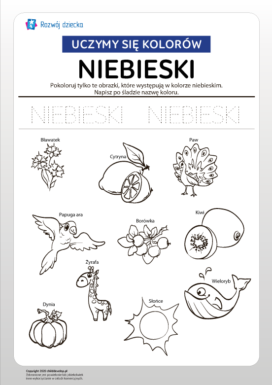 Uczymy się kolorów: niebieski Uczymy się kolorów: niebieski
