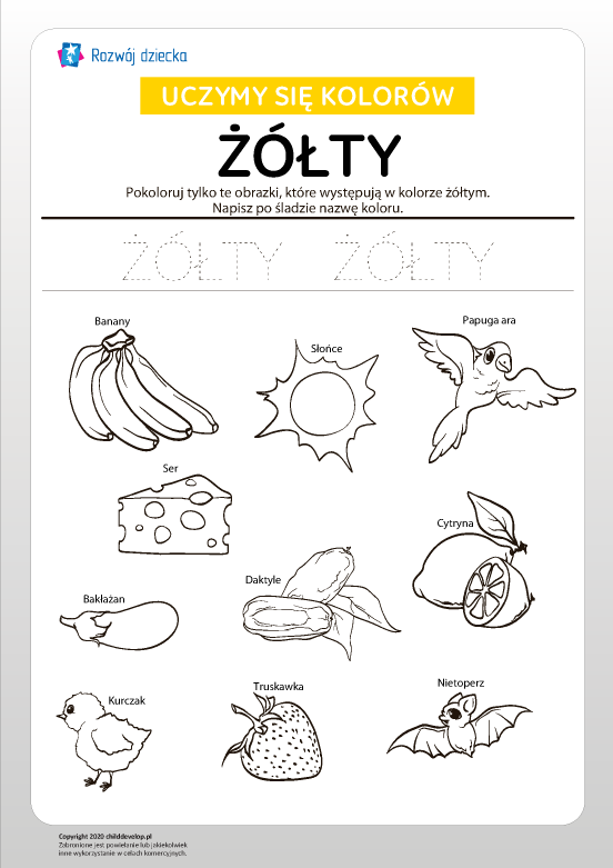 Uczymy się kolorów: żółty Uczymy się kolorów: żółty