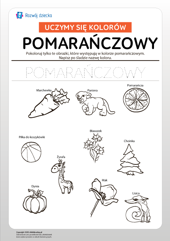 Uczymy się kolorów: pomarańczowy Uczymy się kolorów: pomarańczowy