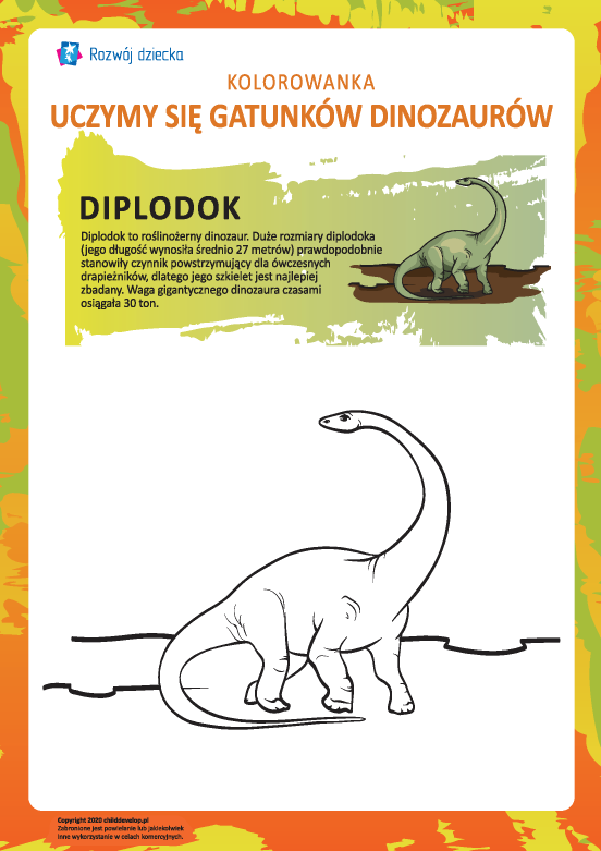 Kolorowanka dinozaury: diplodok Kolorowanka dinozaury: diplodok