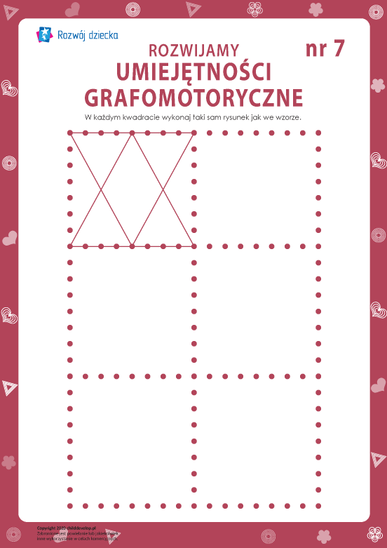 Rozwijamy umiejętności grafomotoryczne nr 7 Rozwijamy umiejętności grafomotoryczne nr 7