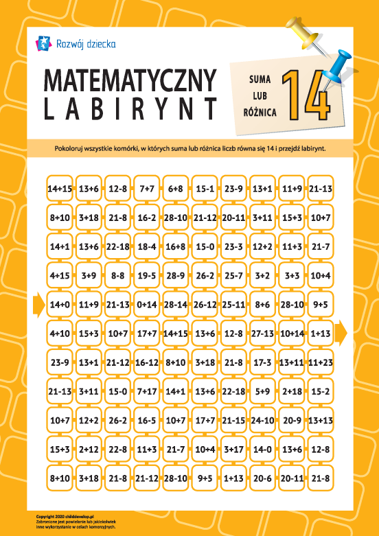 Labirynt: suma albo różnica „14” Labirynt: suma albo różnica „14”