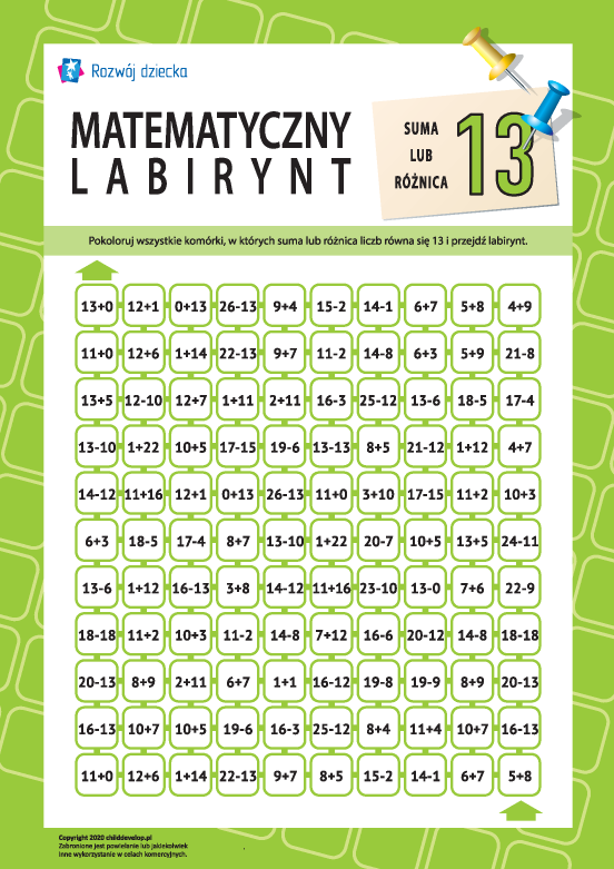 Labirynt: suma albo różnica „13” Labirynt: suma albo różnica „13”