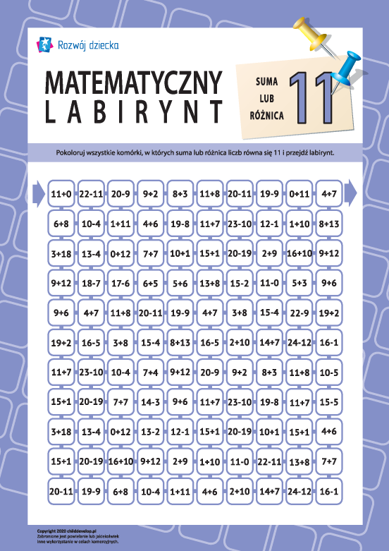 Labirynt: suma albo różnica „11” Labirynt: suma albo różnica „11”