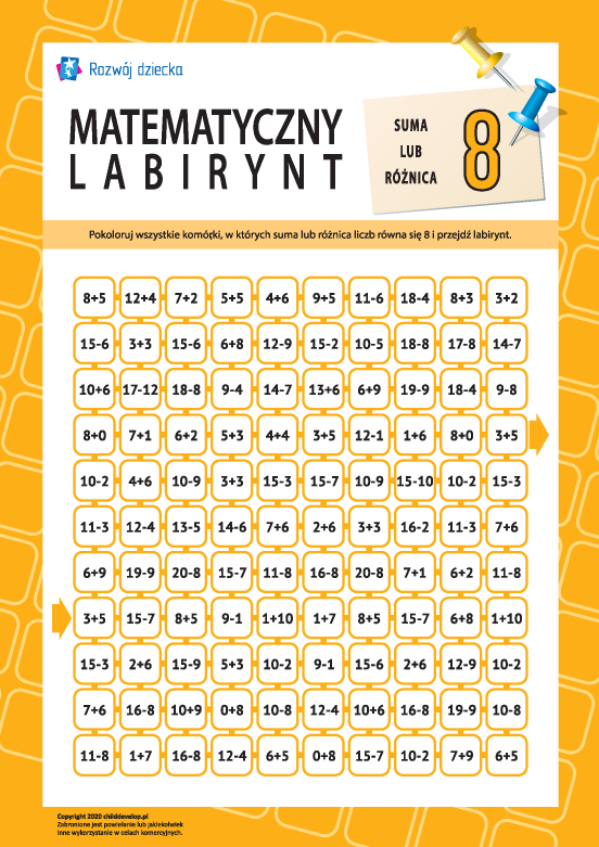 Labirynt: suma albo różnica „8” Labirynt: suma albo różnica „8”