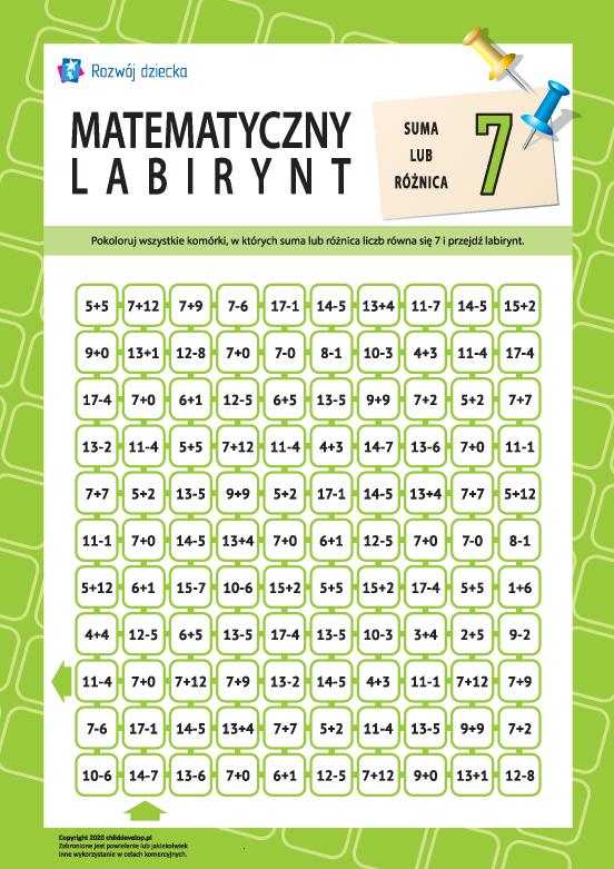 Labirynt: suma albo różnica „7” Labirynt: suma albo różnica „7”