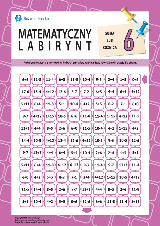 Labirynt: suma albo różnica „6” Labirynt: suma albo różnica „6”