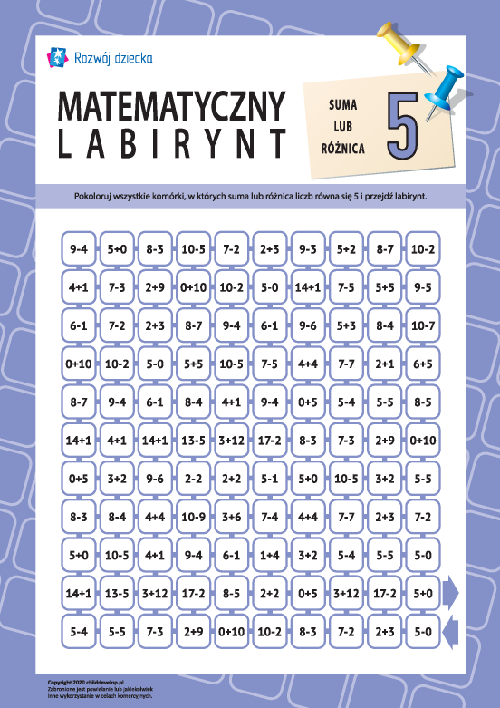 Labirynt: suma albo różnica „5” Labirynt: suma albo różnica „5”