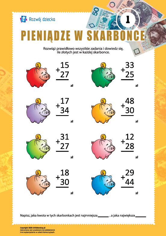 Policz pieniądze w skarbonce: nr 1 Policz pieniądze w skarbonce: nr 1