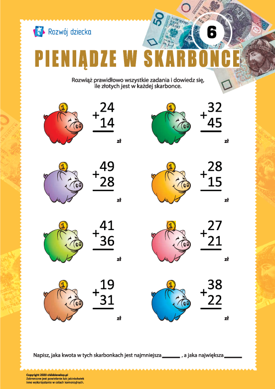 Policz pieniądze w skarbonce: nr 6 Policz pieniądze w skarbonce: nr 6