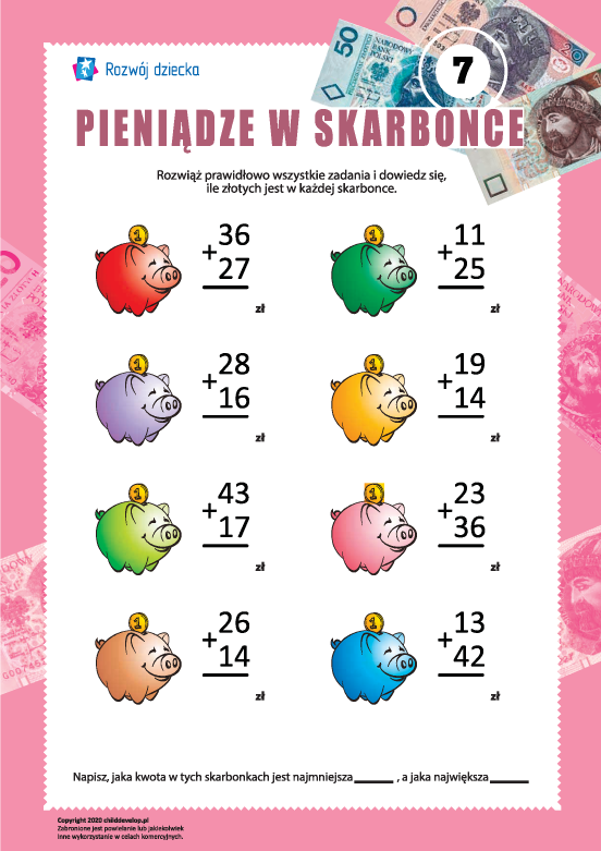 Policz pieniądze w skarbonce: nr 7 Policz pieniądze w skarbonce: nr 7