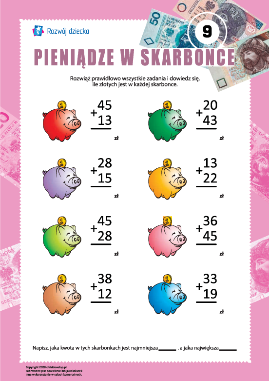 Policz pieniądze w skarbonce: nr 9 Policz pieniądze w skarbonce: nr 9