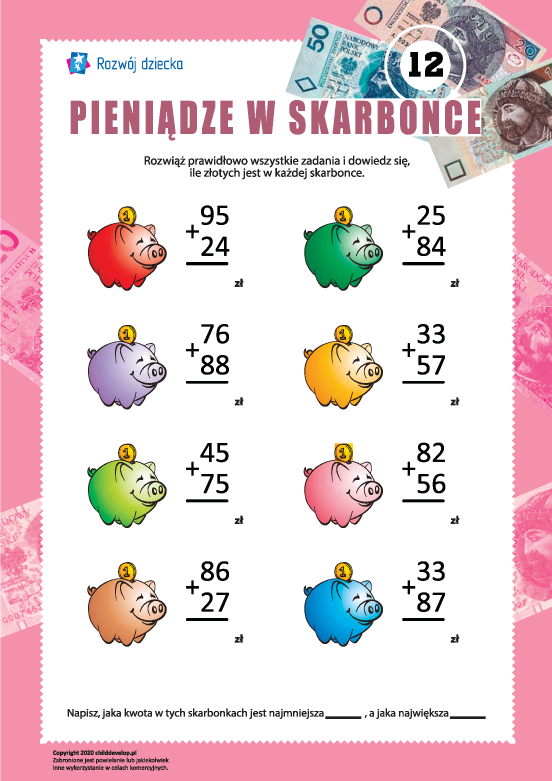 Policz pieniądze w skarbonce: nr 12 Policz pieniądze w skarbonce: nr 12