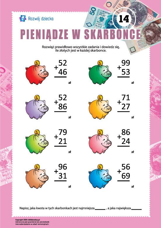Policz pieniądze w skarbonce: nr 14 Policz pieniądze w skarbonce: nr 14