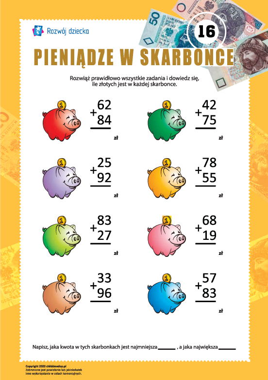 Policz pieniądze w skarbonce: nr 16 Policz pieniądze w skarbonce: nr 16