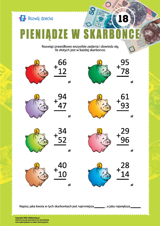 Policz pieniądze w skarbonce: nr 18 Policz pieniądze w skarbonce: nr 18