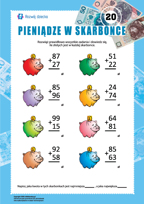 Policz pieniądze w skarbonce: nr 20 Policz pieniądze w skarbonce: nr 20