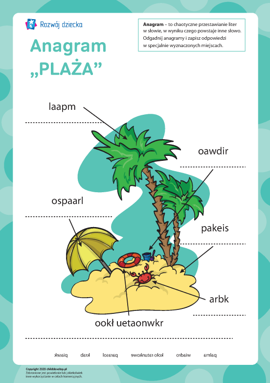 Anagram „Plaża” Anagram „Plaża”