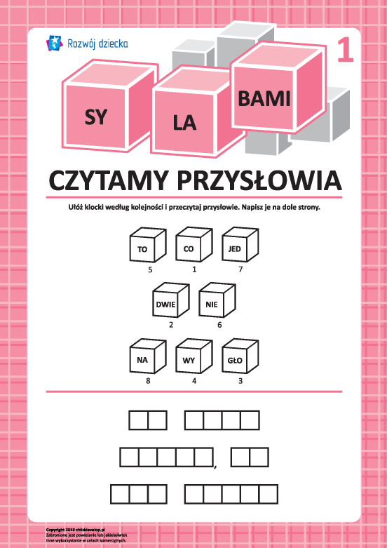 Czytamy przysłowia składając sylaby nr 1 (język polski) Czytamy przysłowia składając sylaby nr 1 (język polski)