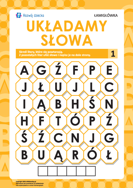 Łamigłówka „Układamy słowa” nr 1: „litera” Łamigłówka „Układamy słowa” nr 1: „litera”