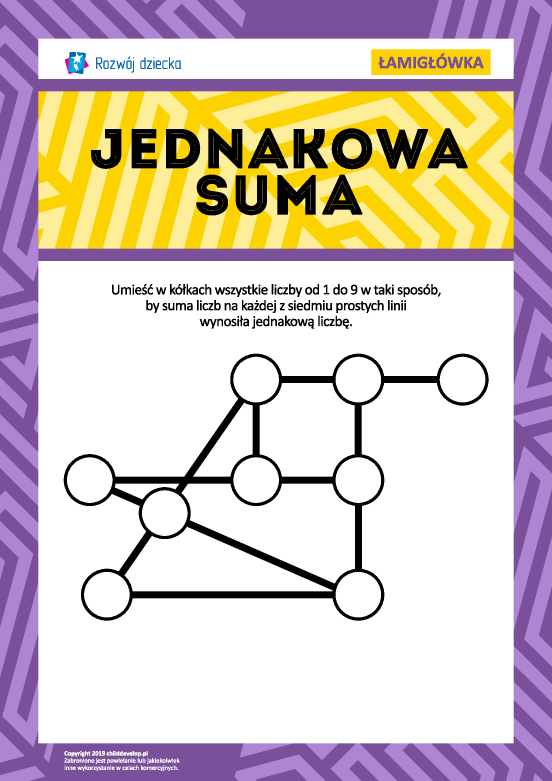 Łamigłówka „Jednakowa suma” Łamigłówka „Jednakowa suma”