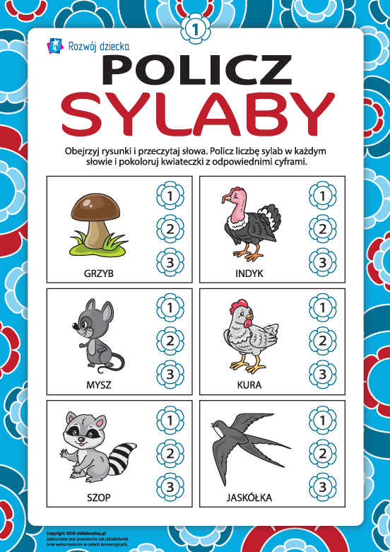 Liczymy sylaby i uczymy się czytać nr 1 Liczymy sylaby i uczymy się czytać nr 1