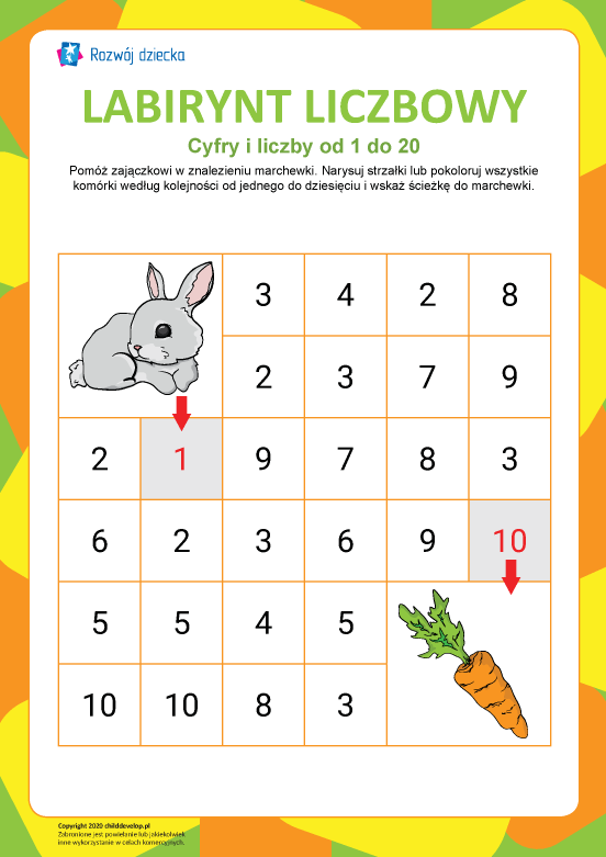 Labirynt liczbowy nr 2: cyfry od 1 do 10 Labirynt liczbowy nr 2: cyfry od 1 do 10