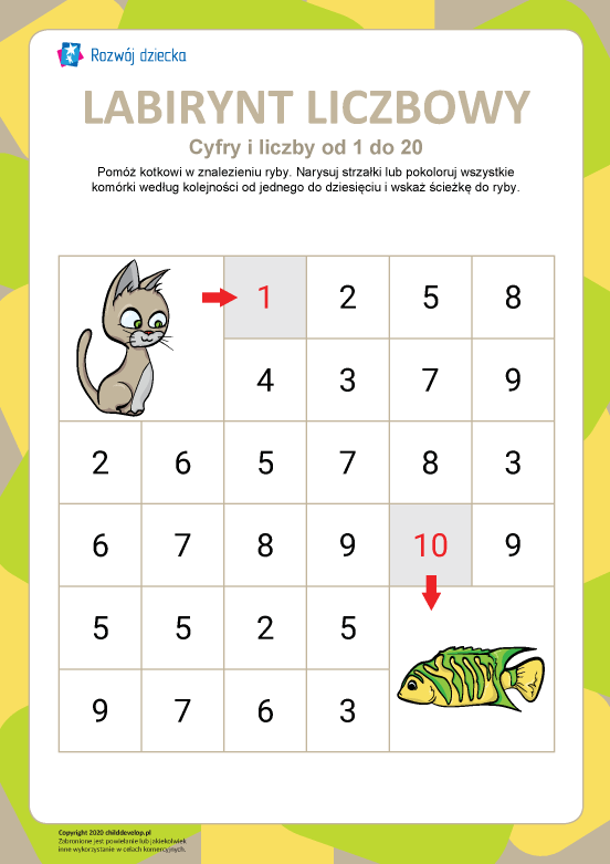 Labirynt liczbowy nr 3: cyfry od 1 do 10 Labirynt liczbowy nr 3: cyfry od 1 do 10