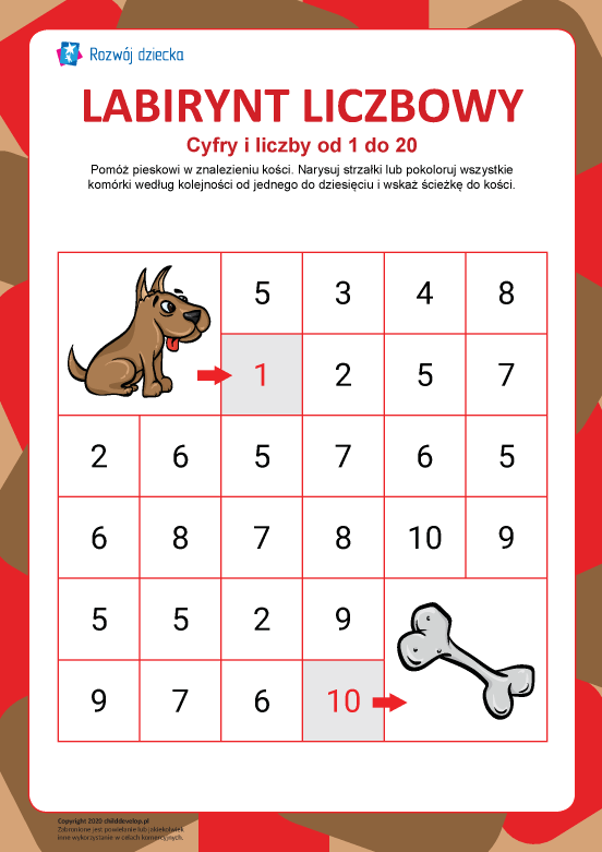 Labirynt liczbowy nr 4: cyfry od 1 do 10 Labirynt liczbowy nr 4: cyfry od 1 do 10