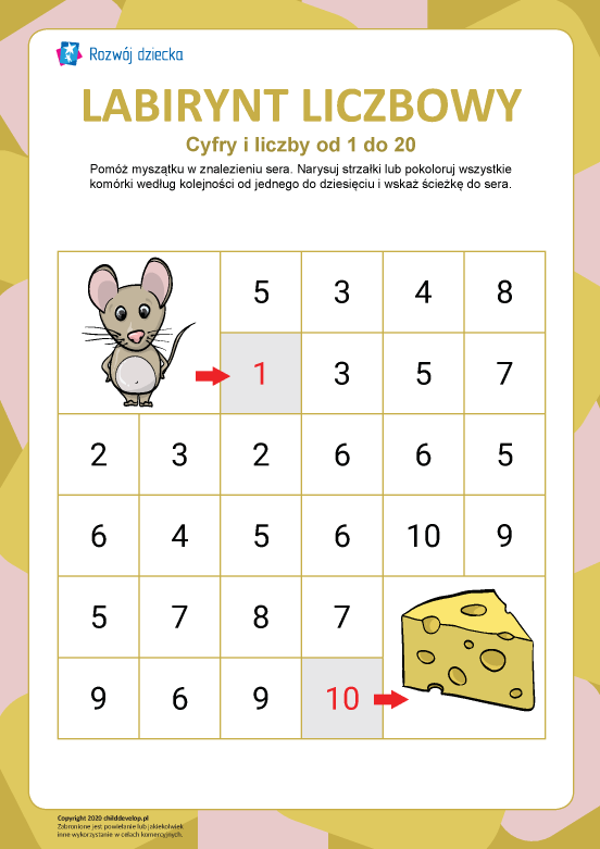 Labirynt liczbowy nr 5: cyfry od 1 do 10 Labirynt liczbowy nr 5: cyfry od 1 do 10