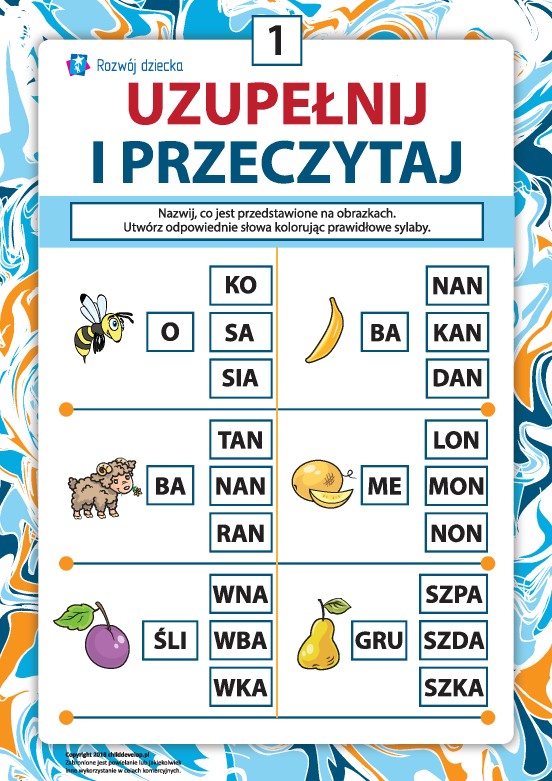 Uzupełnij i przeczytaj nr 1 Uzupełnij i przeczytaj nr 1