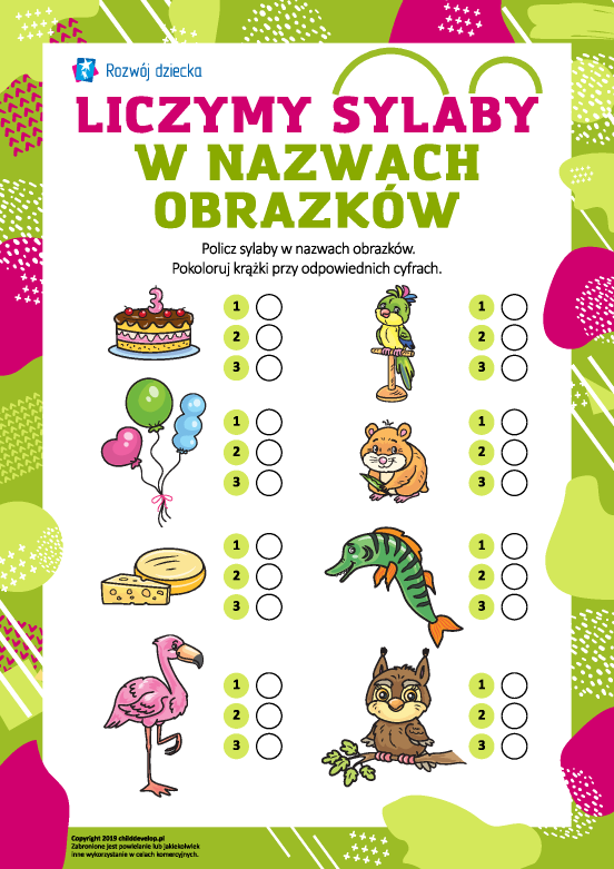 Liczymy sylaby w nazwach obrazków Liczymy sylaby w nazwach obrazków