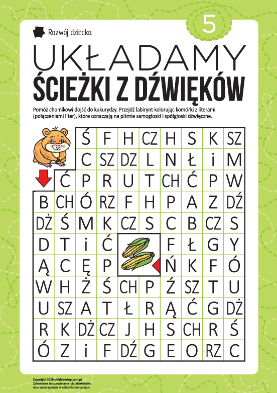 Labirynt z dźwięków nr 5: samogłoski i spółgłoski dźwięczne Labirynt z dźwięków nr 5: samogłoski i spółgłoski dźwięczne