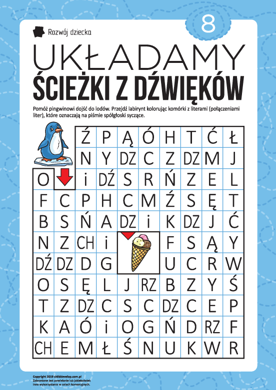 Labirynt z dźwięków nr 8: spółgłoski syczące Labirynt z dźwięków nr 8: spółgłoski syczące