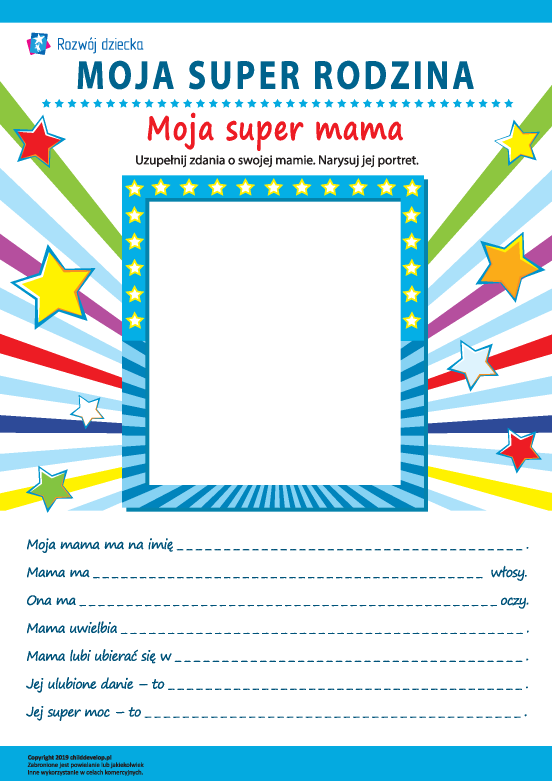 Moja super mama: uzupełniamy zdania Moja super mama: uzupełniamy zdania