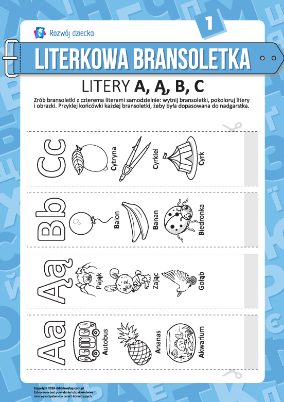 Bransoletki z literkami A, Ą, B, C (język polski) Bransoletki z literkami A, Ą, B, C (język polski)