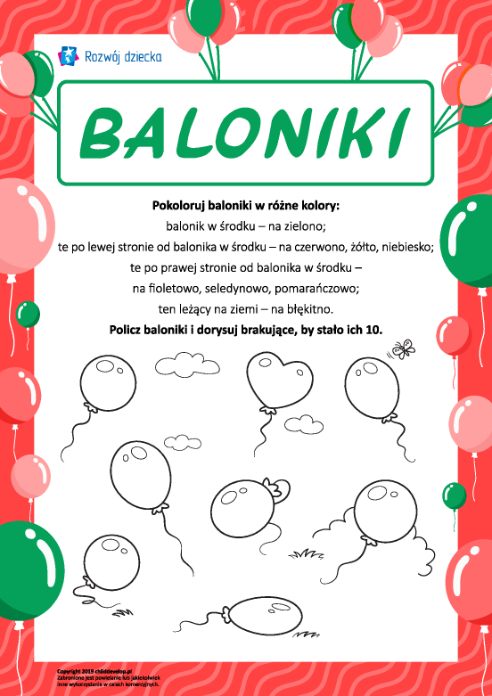 Dorysowujemy i kolorujemy baloniki Dorysowujemy i kolorujemy baloniki
