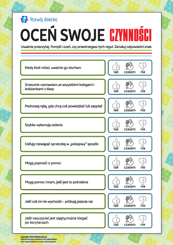 Oceniamy swoje czynności Oceniamy swoje czynności