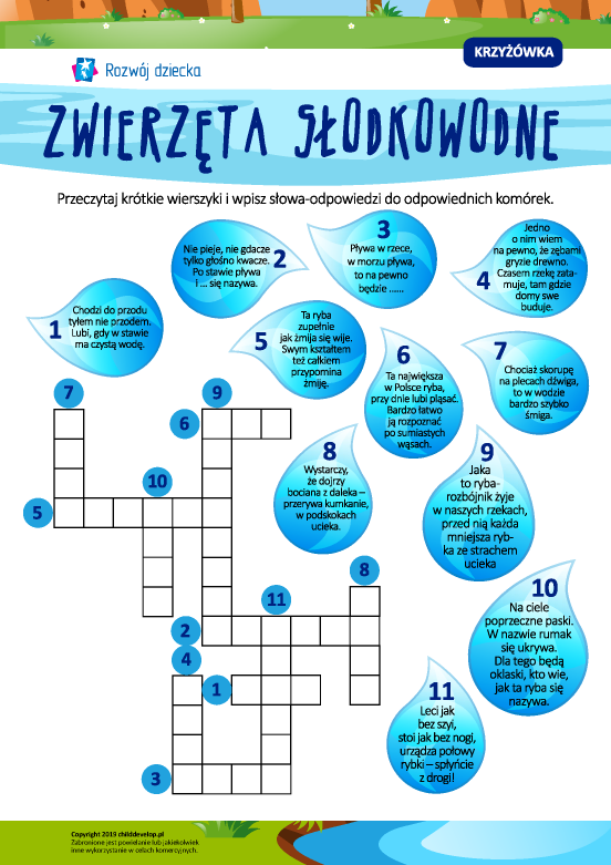 Krzyżówka „Zwierzęta słodkowodne” Krzyżówka „Zwierzęta słodkowodne”