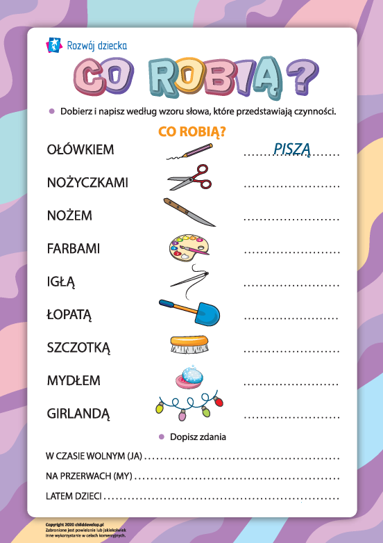 Co robią: uczymy się czasowników Co robią: uczymy się czasowników
