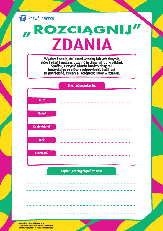 Uczymy się rozwijania zdań Uczymy się rozwijania zdań
