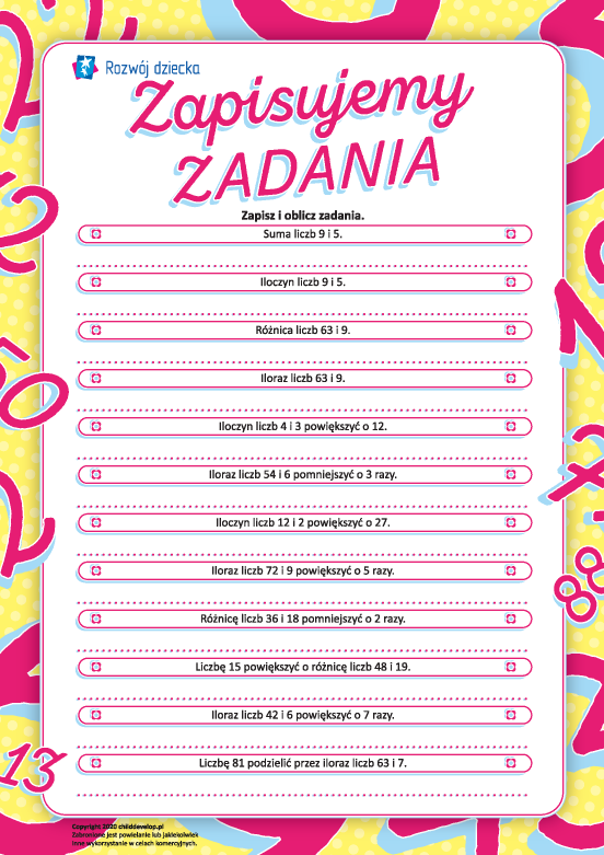 Zapisujemy i obliczamy zadania Zapisujemy i obliczamy zadania