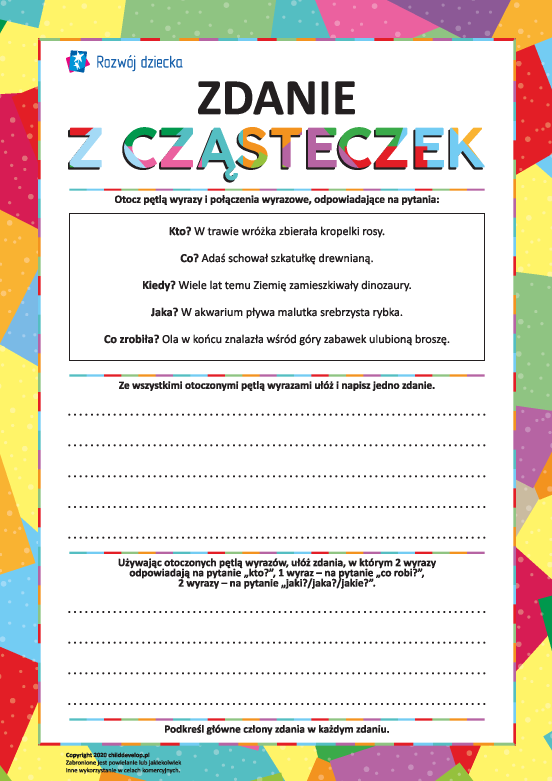 Układamy zdania z cząsteczek Układamy zdania z cząsteczek