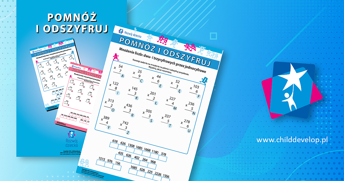 Mnożymy liczby, odszyfrowujemy przysłowia nr 5 – do druku karty pracy